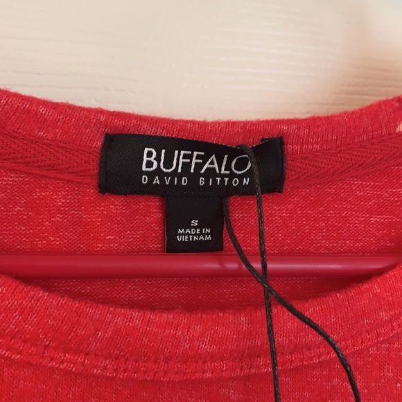 David Bitton BUFFALO Red Hearts Sweater Shirt Size Medium left - Picture 3 of 8